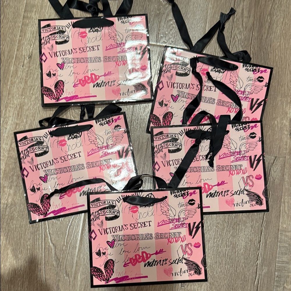 Victoria's Secret Pink and Black Gift Bags bundle 5